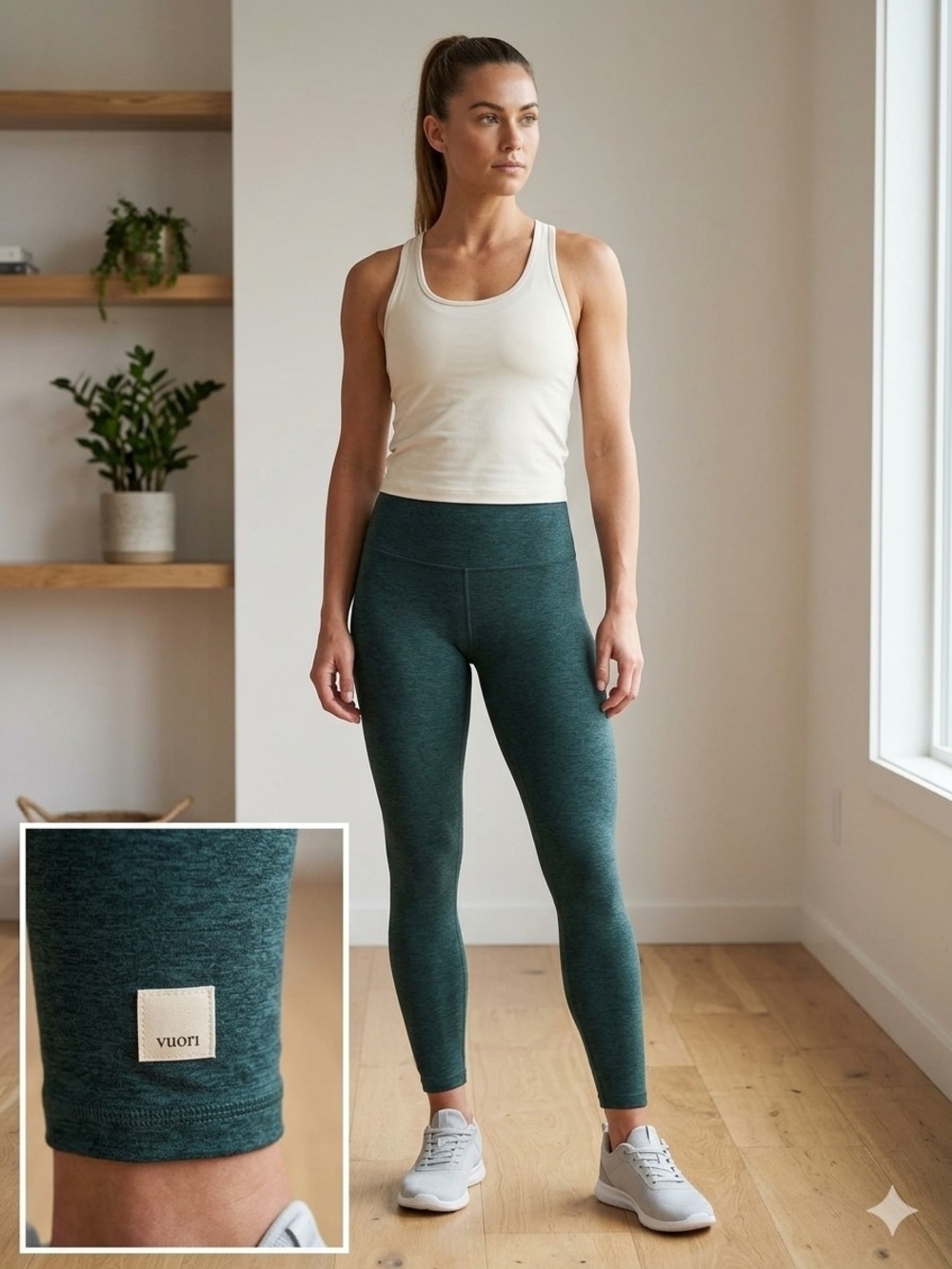 Vuori High-Rise Heathered Teal Leggings